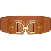 Wide Belts for Women Fashion Elastic Belt for Dresses Vintage Waist Belt Ladies Stretchy Belt Gold Buckle