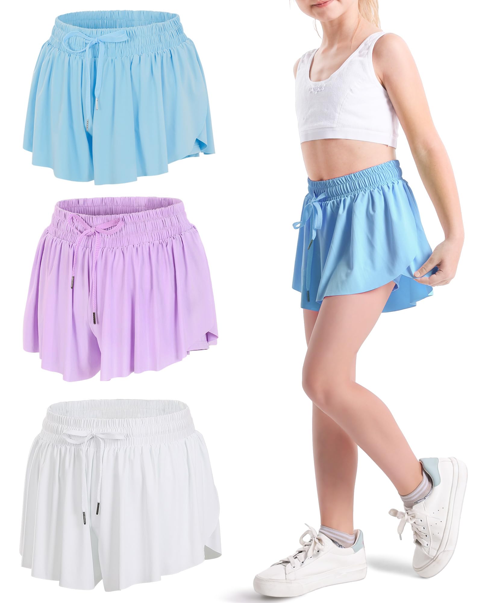 KEREDA Girls Flowy Shorts,Butterfly Shorts for Teen
