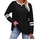 Sampeel Long Sleeve Shirts for Women Color Block Casual Tops Fall Outfits 2026 Basic Tees Trendy Spring Clothes