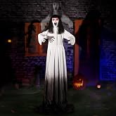 Halloween Animatronics Decorations, Animated Up &amp; Down Haunted Ghost with Sound Activated, Spooky Sound, Lighted Eyes, Scary Move, Haunted House Holiday Decor Horror Props for Indoor Outdoor Yard Lawn