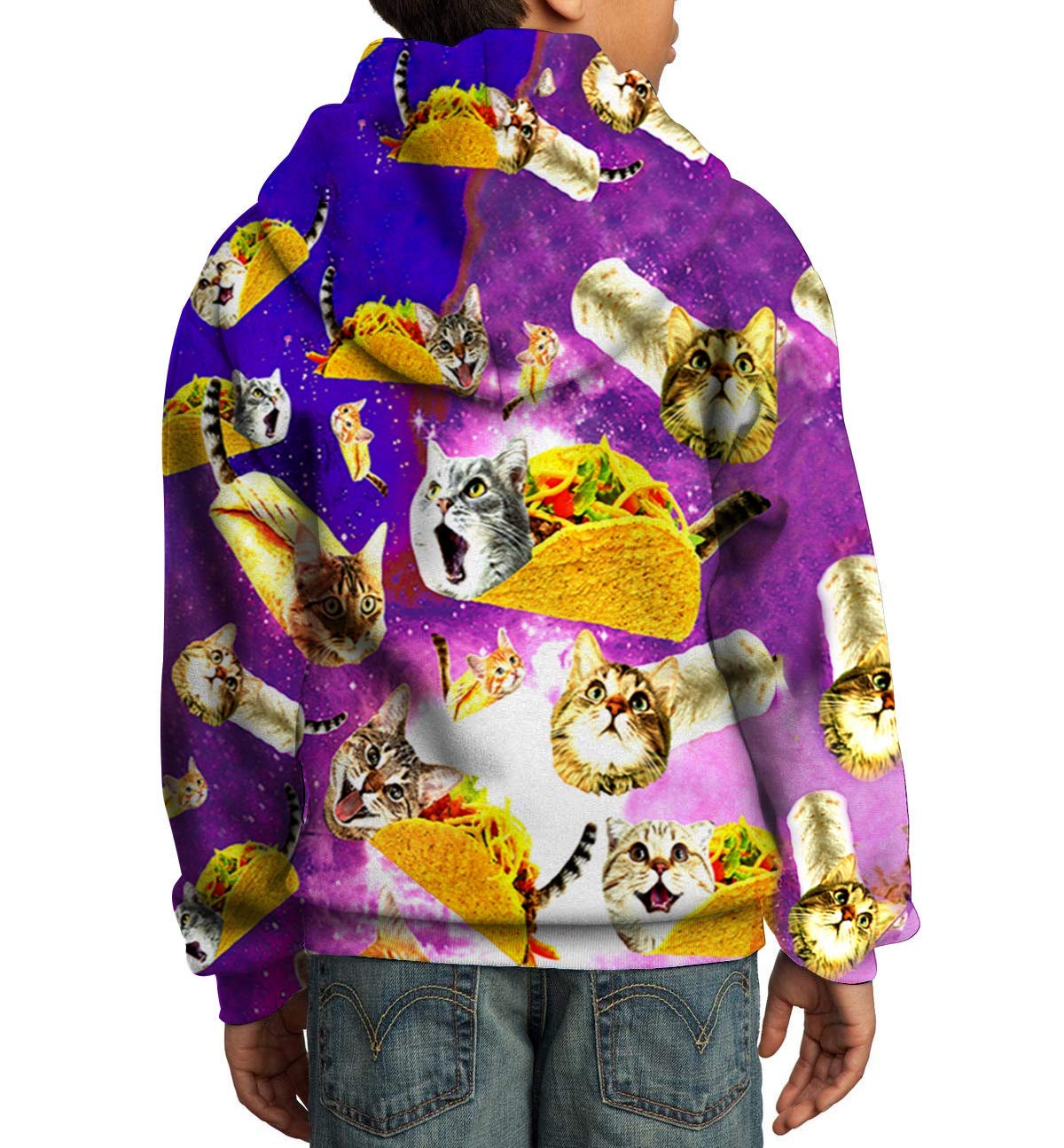 RAISEVERN Spring Autumn Winter Teens Long Sleeve 3D Pullover Hoodies Pizza Cats Print Sweatshirts Outfits Boys Girls Casual Wear