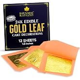 Barnabas Edible Gold Leaf Sheets 24K - Loose 1.5inch Sheet, Interleaf of 12