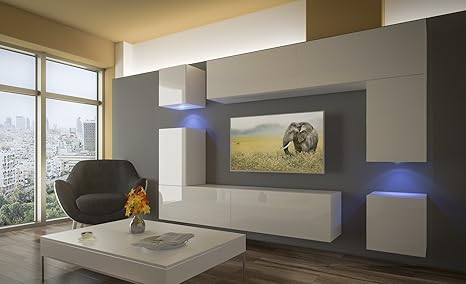 Home Direct Prag N5 Modernes Wohnzimmer Wohnwande Wohnschranke Schrankwand Weiss Matt Base Weiss Hg Front Hg26 Mobel Amazon De Kuche Haushalt