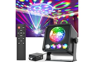 CAIVIMVN Sunset Lamp Disco Ball Party Lights, Dj Disco Light with Sound Activated Strobe Light Stage Lights for Birthday Home Room Dance Parties Halloween Wedding Bar Pub Club Karaoke KTV Christmas Decorations