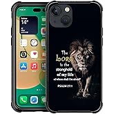 ilikediy Case for iPhone 13 W Psalm Scripture Lion Pattern Design Case for Women Girls Men Soft TPU Bumper Hard PC Back Anti-Fall Shockproof Protective Slim Cover