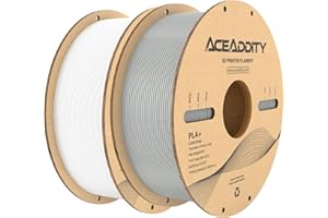 Aceaddity PLA+ Filament 1.75mm, Tougher and Stronger 3D Printer Filament, Dimensional Accuracy +/- 0.02mm, 1KG Spool(2.2lbs) 3D Printing Filament, 1KG White+1KG Grey