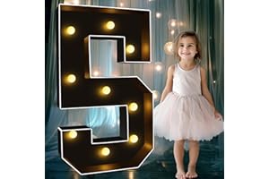Ledido 3FT Marquee Light Up Letters Black Mosaic Letters Large Lighted Marquee Numbers Large Marquee Letters for Party Wedding Baby Shower, LED Marquee Letter Lights Sign Black Marquee Number 5