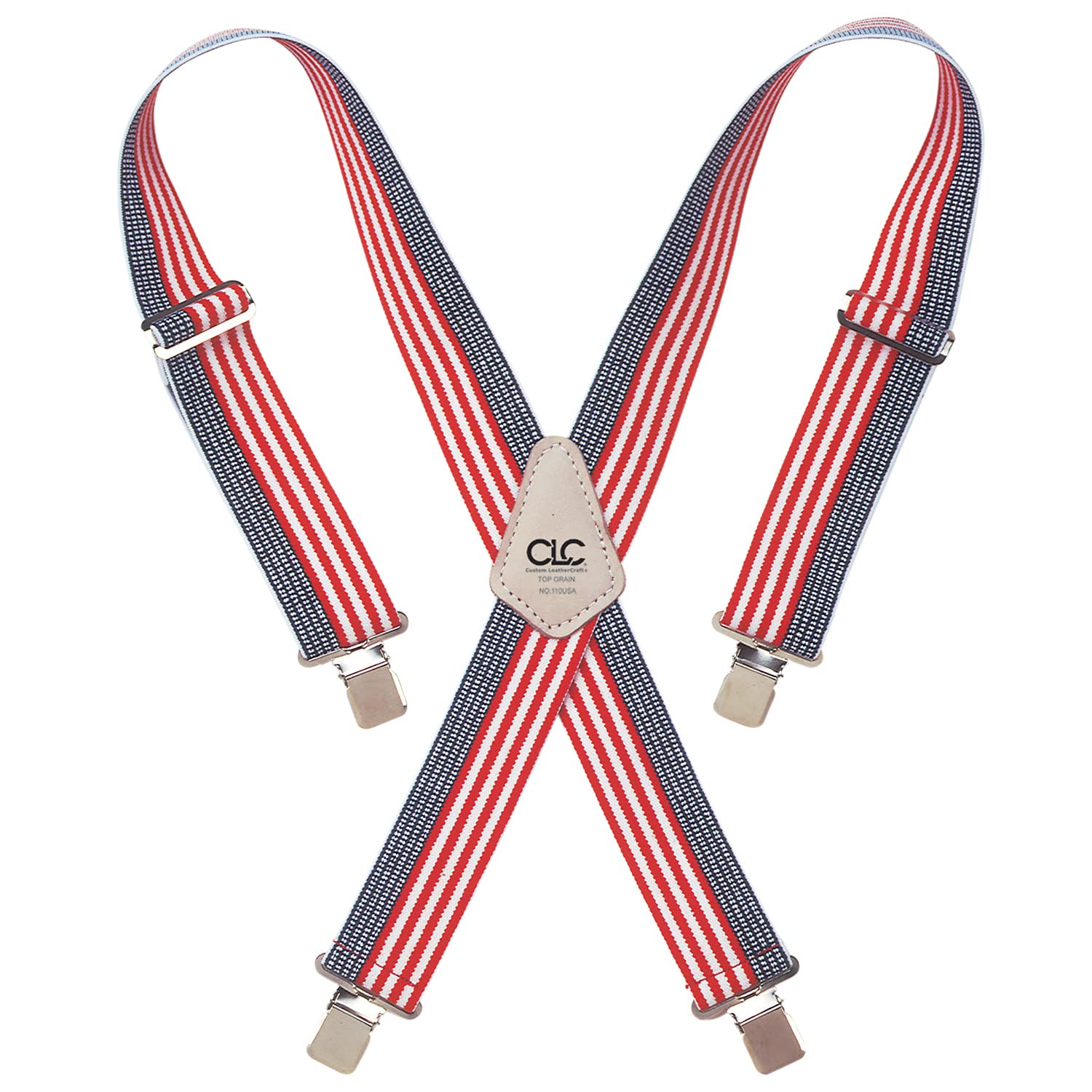 Custom Leathercraft CLC 110USA Heavy Duty Elastic Work Suspenders, USA Flag Print