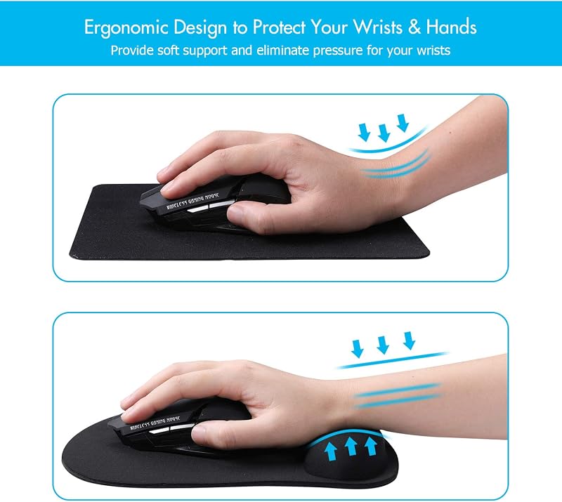 Tappetino per mouse in gel con palmo, ergonomico, per computer e laptop (scuro)