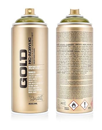 Montana Cans 419423 Spray Dose Gold, Gld400, T6340, 400 ml, Transparent Olive Green