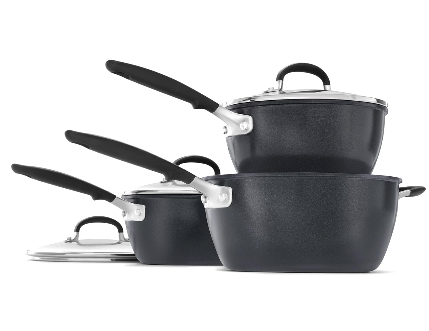 OXO Good Grips 3pc NonStick Saucepan Set, Aluminium Black, 57x16.3x37