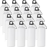 Gandeer 16 Pcs Aluminum Water Bottle Bulk 17 oz Reusable Backpacking Leak Proof Water Bottles with Buckle and Twist Cap for Camping Sports Travel