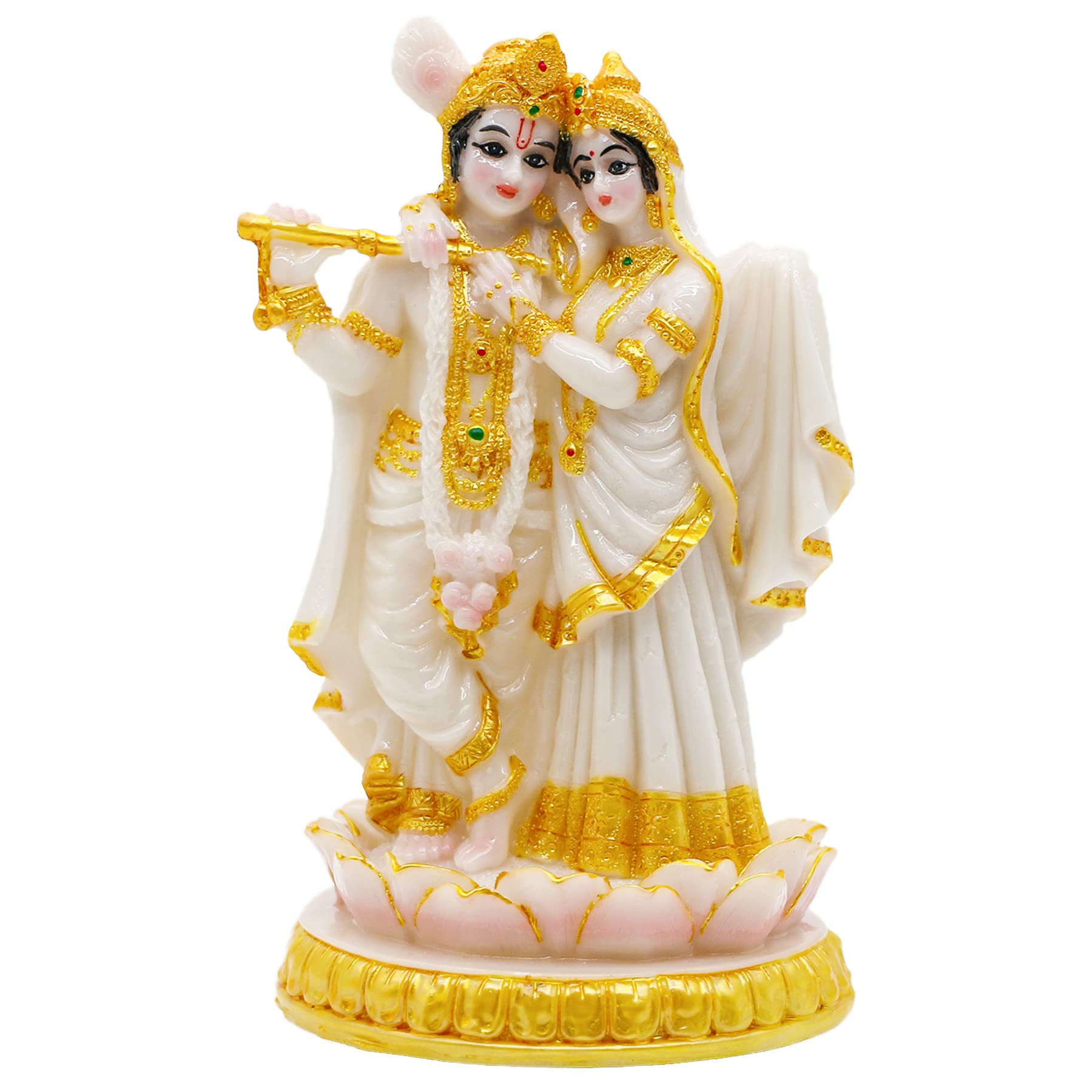 alikiki Hindu Radha Krishna Idols Statue- 5.7”H Marble Look Indian God Krishna Radha Sculpture for Diwali Puja Wedding Gift Home Office Mandir Temple Altar Shrine Decor