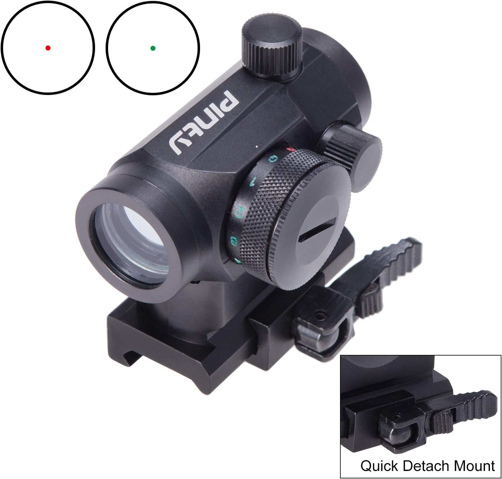 Sfeomi 1X22mm 5 MOA Tactical Reflex Red Green Dot Sight Riflescope with Quick Release 20mm Mount Rails Multi-coated Lens Cover For Hunting Airsoft Shooting