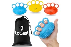LoGest Silicon Finger and Hand Strengthener Exercisers - 3-Level Color-Coded Set for Therapy, Arthritis, Carpal Tunnel and Stress Relief - Lightweight Training Equipment Targets Fingers, Hand & Wrist