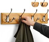 LARHN Wall-Mounted Coat Rack with 4 Matt-Nickel Triple Hooks 42 cm view 1