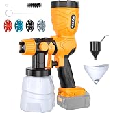 350W Cordless Paint Sprayer for Dewalt 20V Battery, HVLP Spray Gun with Brushless Motor &amp; 4 Copper Nozzles, for Interior, Exterior Walls, Furniture, Fences (Battery Not Included)