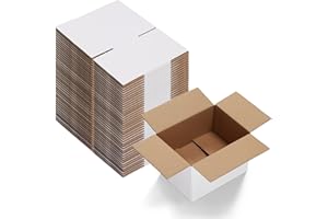 Calenzana 8x6x4 Shipping Boxes Set of 40, White Corrugated Cardboard Box for Mailing Packing Gifts Small Business