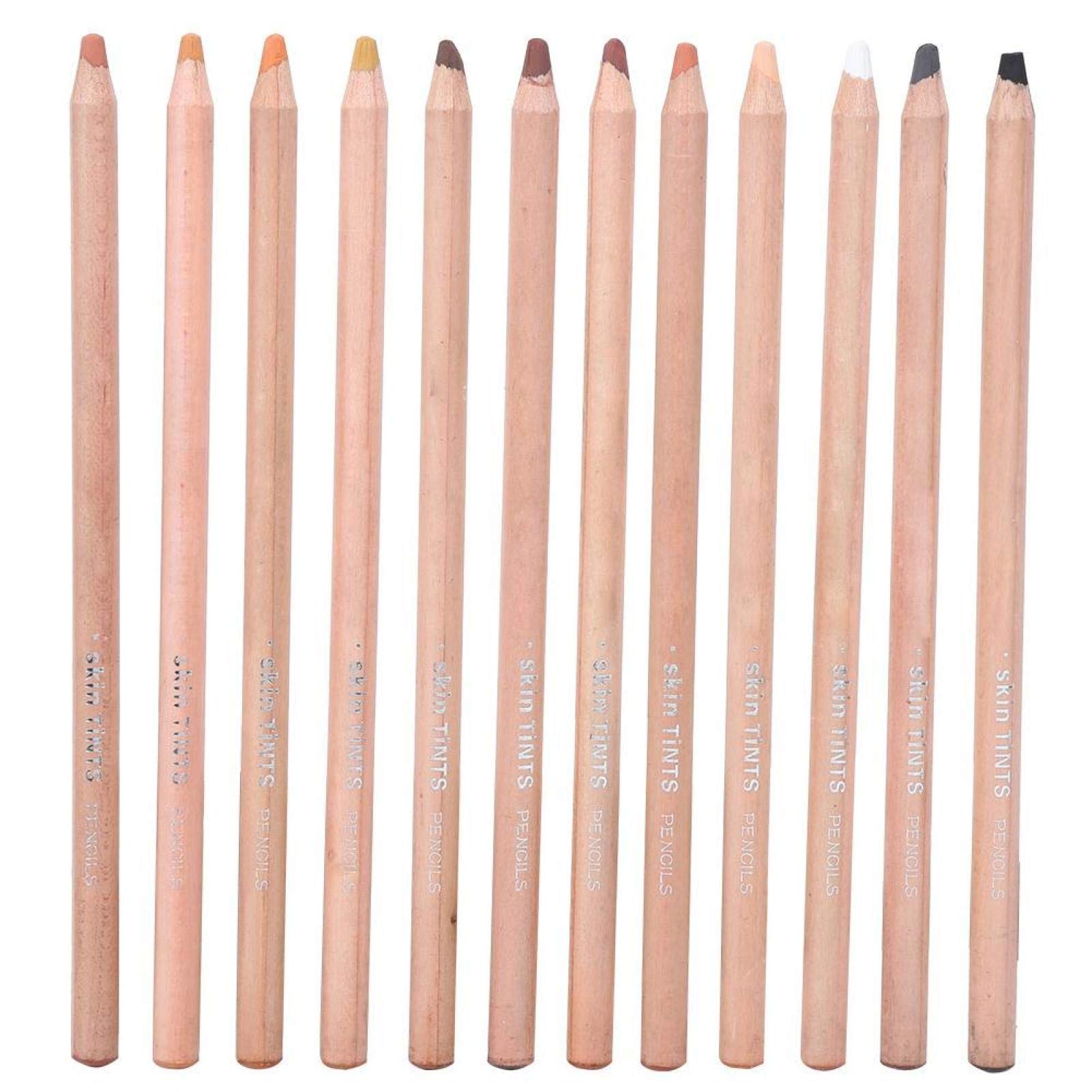 Tiiyee 12Pcs Wooden Oil Pastel Pencils, Skin and Hair Tone Blending Set Wooden Oil Colouring Set for Portrait Sketching Easter Crafts Home Office Art Blending and Layering Tools