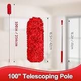 Fogray Extendable Feather Duster with Telescopic Pole Microfiber Bendable Red view 3