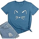 BLACKOO Women Cat Graphic Tee Cute T-Shirts