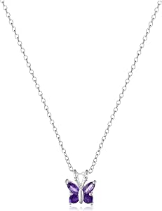 Amethyst Butterfly Pendant Necklace 