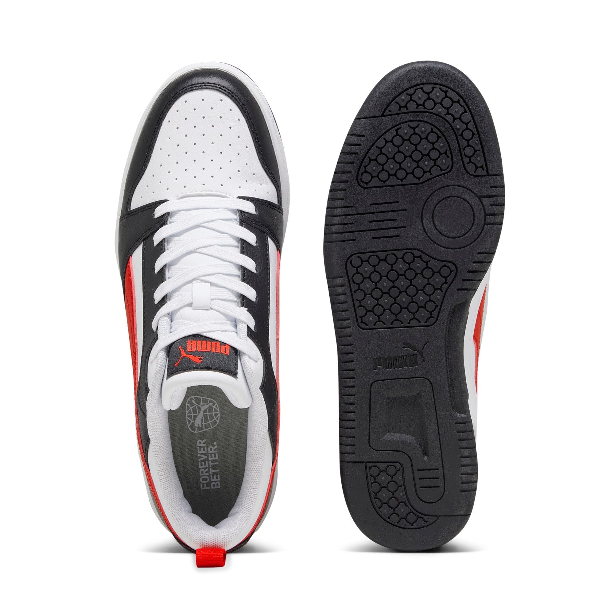 PUMA Rebound V6 Low Unisex Sneaker , Puma White For All Time Red Puma Black, 45 EU 6
