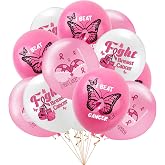Breast Cancer Awareness Balloons, 24 Pack Pink Ribbon Latex Balloons 12 Inch Breast Cancer Party Decorations Pink Balloons for Fundraiser Events Celebration Awareness Month