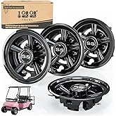 10L0L Golf Cart Wheel Covers Hub Caps for EZGO, Club Car, Yamaha - 8 Inch Snap-on Installation, Chrome, Set of 4 SS