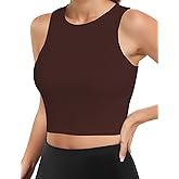 AURUZA Workout Tank Tops Woman, Seamless Ribbed Crop Tank Tops for Women, Sleeveless Racerback High Neck Tank Tops for Women
