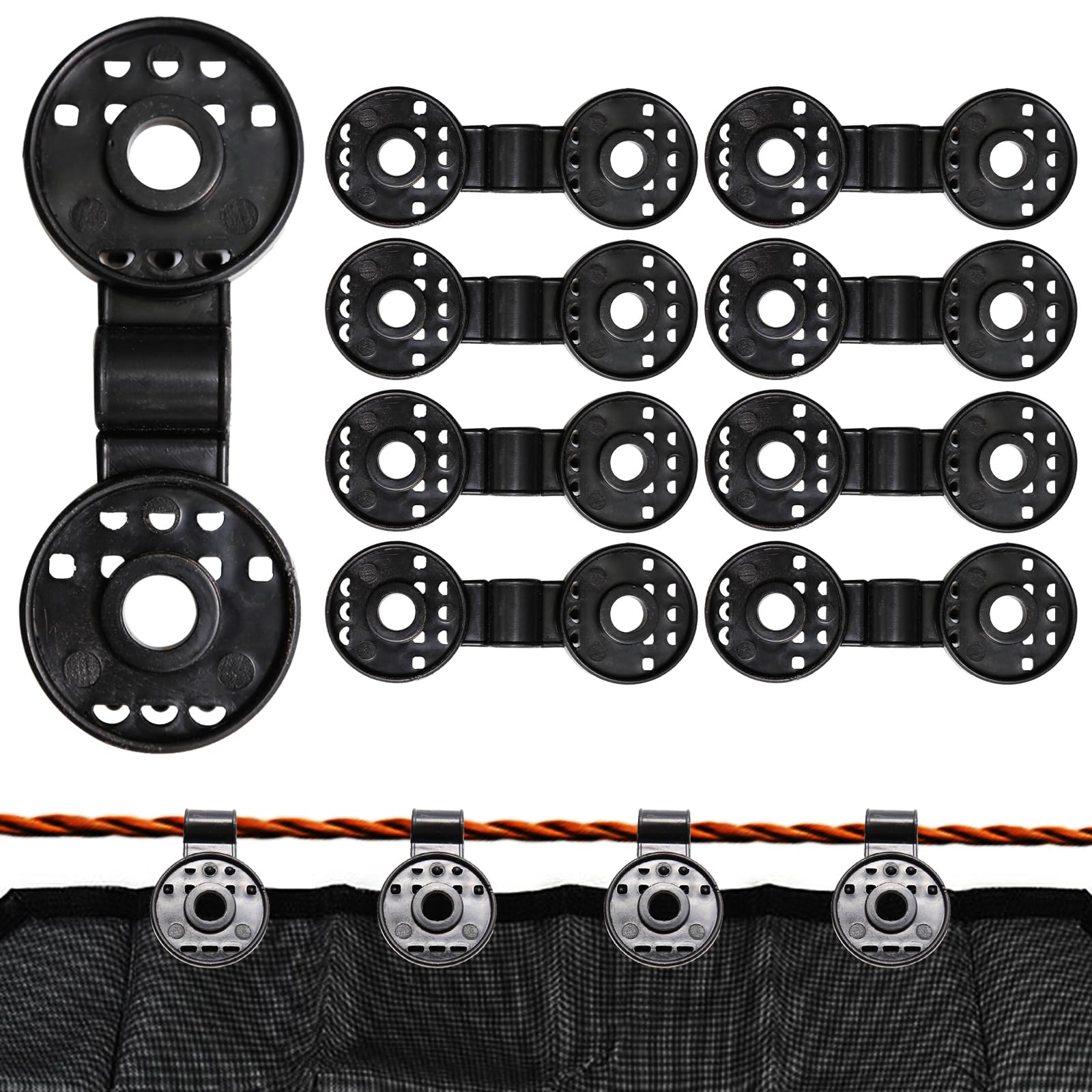 Photo 1 of 100PCs Heavy Duty Lock Grip, Round Plastic Black Clips for Windproof Awnings, 2023 New Shade Cloth Plastic Clips, Accessories for Vegetable Greenhouse