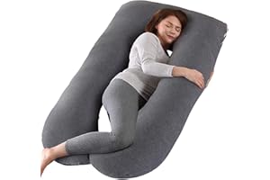 Amagoing 55 inches Pregnancy Pillows for Sleeping, U Shaped Maternity Full Body Pillow for Pregnant Women with Hip, Leg, Back, Belly Support, Washable Jersey Cover Included (Dark Grey)