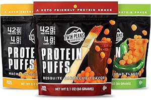 Twin Peaks Ingredients Low Carb, Keto Friendly Protein Puffs, (Variety Pack, 2.1 Ounce), 2 Servings, 3 Pack (60g, 42g Protein, 4g Carbs)