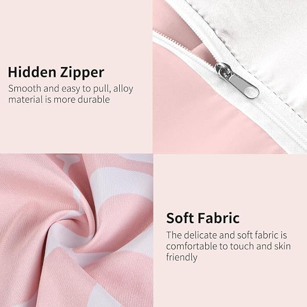 WATBRO KID’S DUVET COVER KING SIZE, RETRO HIPPIE BEDDDING SET, 3PCS SOFT MICROFIBER BEDDING SET WITH ZIPPER CLOSURE&CORNER TIES, GIRL BEDDING WITH PILLOWCASE – PINK, KING