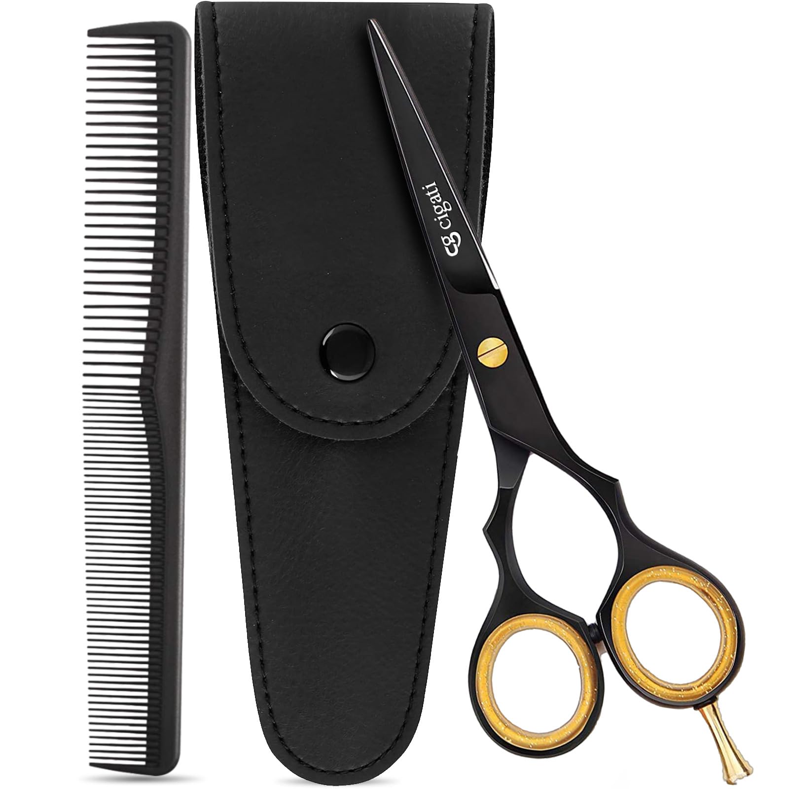 Cigati Hairdressing Scissors with Comb and Thinning | 6.5 Inch Hair Scissors Stainless Steel Razor Edge Blades | Professional Barber Salons Hair Cutting Shears for Men, Women & Children