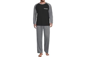 NUOKESASI Mens Pajamas Set Lightweight Nightwear Pjs Sleepwear Quick Dry Soft Comfy Long Sleeve Loungewear With Pocket