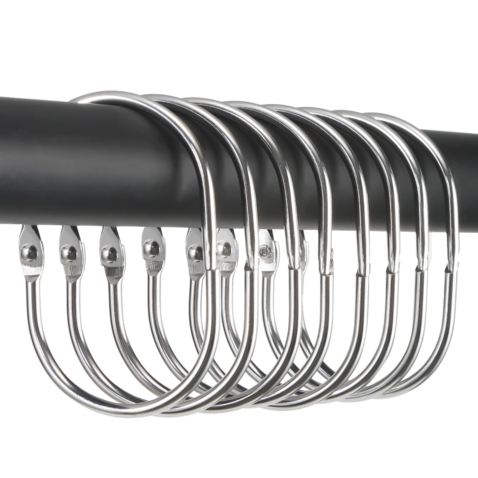 Photo 1 of Goowin Shower Curtain Rings, 12 Pcs Shower Curtain Hooks, Oval Snap Shower Rings for Curtain, Metal Shower Curtain Rings Rust Proof, Glide Smoothly Shower Hooks for Shower Curtain Rod (Chrome)