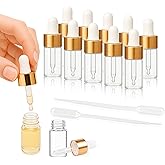 10pcs Mini Glass Dropper Bottle for Essential Oil,3ml Small Clear Sample Dropper Vails with Gold Cap,Perfume Cosmetic Liquid 