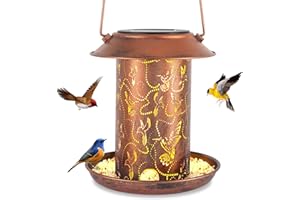YAMODOOR Hummingbird Solar Bird Feeder for Outdoors Hanging Solar Lanterns Waterproof Metal Wild Bird Feeders Garden Outside Yard Decor Christmas Birthday Gifts for Women Mom