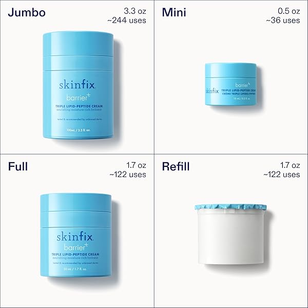 SKINFIX TRIPLE LIPID-PEPTIDE CREAM REFILL – 1.7 OZ – RICH FACE MOISTURIZER TO INSTANTLY HYDRATE & RESTORE DRY, SENSITIVE SKIN – NON-COMEDOGENIC, FRAGRANCE FREE, VEGAN, CRUELTY FREE