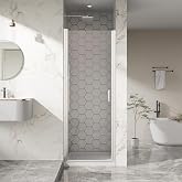 Bathenum 28&rdquo; x 72&rdquo; Pivot Shower Door, 1/4 inch Tempered Glass Panel Pivot Swing Shower Door in Chrome Finish, Semi-Frameless Design