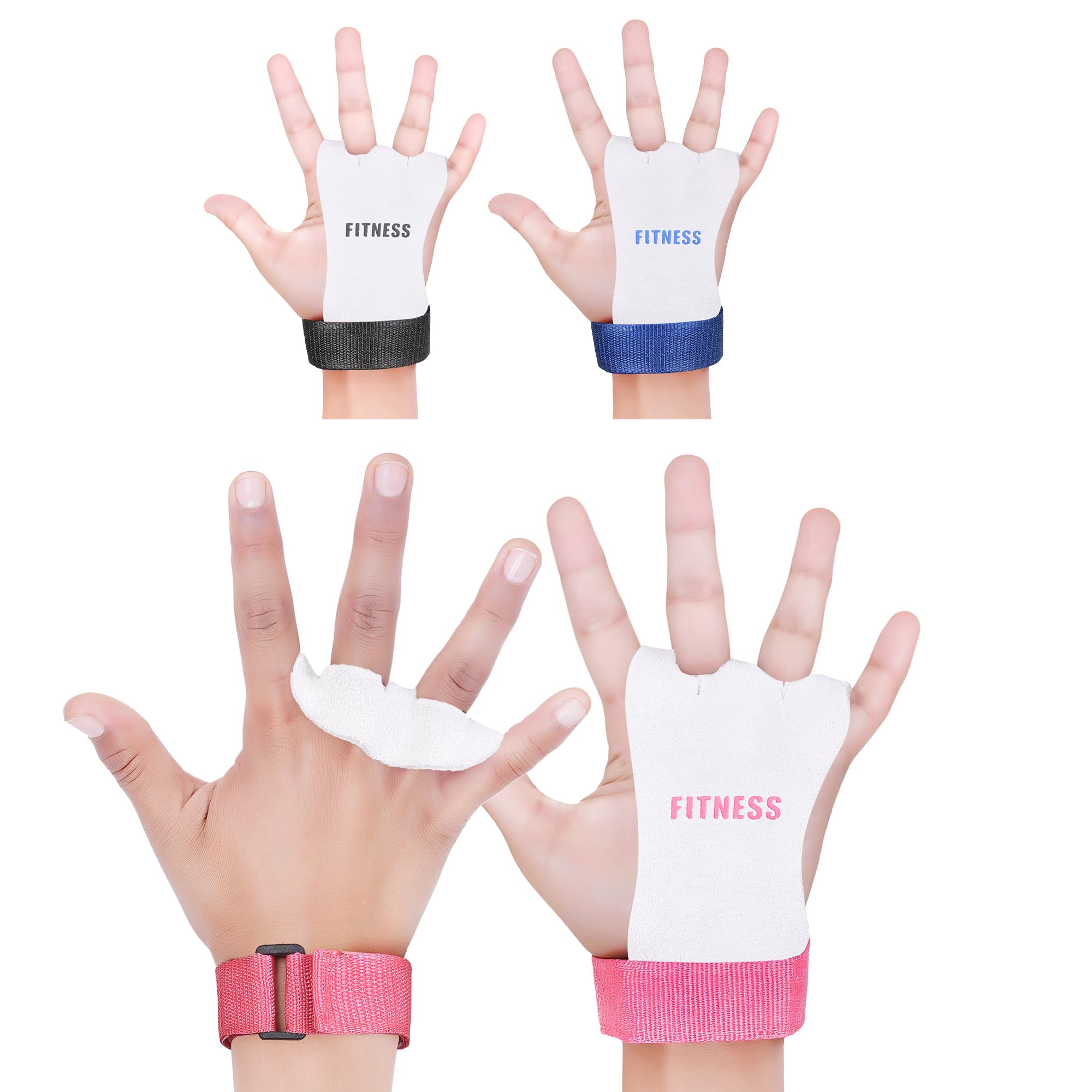 ULTRA FITNESS Gymnastics Grips for Kids & Youth Leather Palm Protector Bar Gloves for Girls & Boys - Junior Gymnastic Equipment for Bars, Pull-ups, Kettlebells Adjustable Wrist Support (Pink,L)