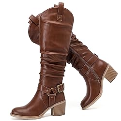 Ruiee Women's Heeled Knee High Boots, Chunky Block