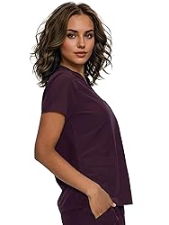 floralhue Scrub Tops for Women, Curved V-Neck Scrub