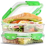 Tafura Sandwich Containers (2 Pack) Sandwich Box | Lunch Containers | Sandwich Containers for Lunch Boxes | Reusable Sandwich Holder, BPA Free (Green)