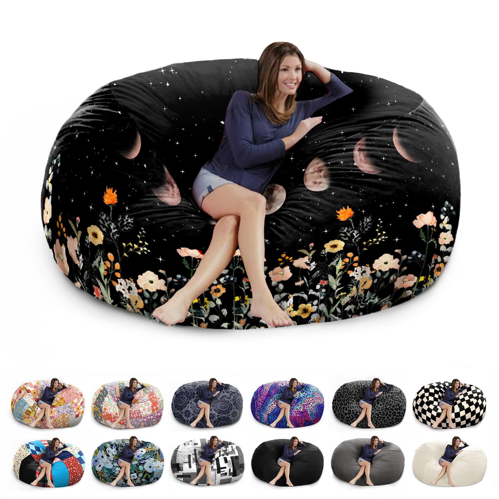 Photo 1 of HOWSEESNOW 6FT Giant Bean Bag Chair Cover - Soft Fluffy Dutch Velvet Bean Bag Bed (No Filling, Cover Only), Comfy 6FT Bean Bag Cover, Oversized Lazy Sofa Cover