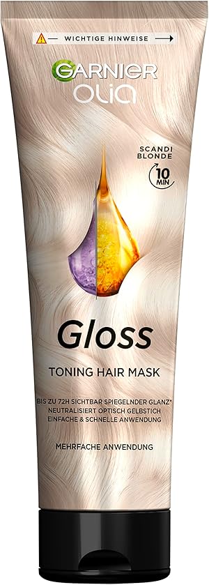 Olia Gloss, Toning Hair Mask, Repariert bis zu 1 Jahr Haarschäden, bis zu 72h sichtbarer Glanz, intensiviert die Haarfarbe bis zu 4 Haarwäschen, wie eine Haarmaske anwendbar, Scandi Blonde
