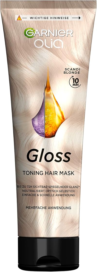 Olia Gloss, Toning Hair Mask, Repariert bis zu 1 Jahr Haarschäden, bis zu 72h sichtbarer Glanz, intensiviert die Haarfarbe bis zu 4 Haarwäschen, wie eine Haarmaske anwendbar, Scandi Blonde