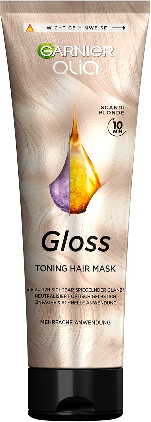 Olia Gloss, Toning Hair Mask, Repariert bis zu 1 Jahr Haarschäden, bis zu 72h sichtbarer Glanz, intensiviert die Haarfarbe bis zu 4 Haarwäschen, wie eine Haarmaske anwendbar, Scandi Blonde