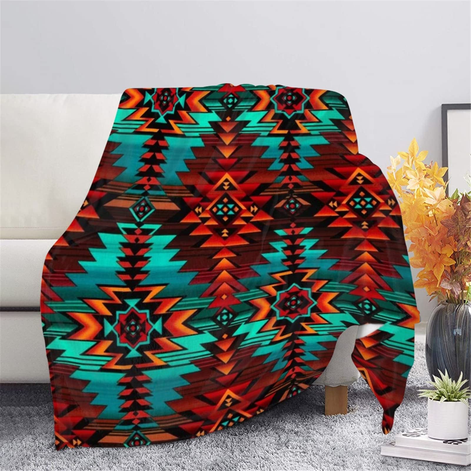 Binienty Aztec Tribal Blanket for Kids Adults, Microfiber Soft Fleece Blankets for Sofa Couch Bed, Plush Cozy Blankets
